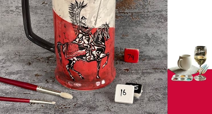 Plakat PATRIOTYCZNE WZORY - warsztaty malowania ceramiki z winem