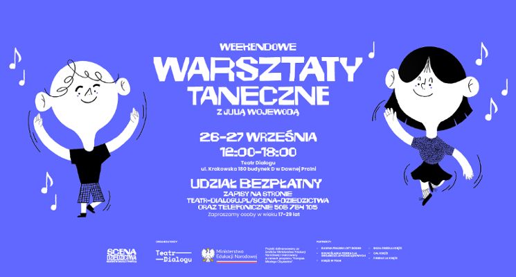 Plakat Bezpłatne weekendowe warsztaty taneczne w Teatrze Dialogu