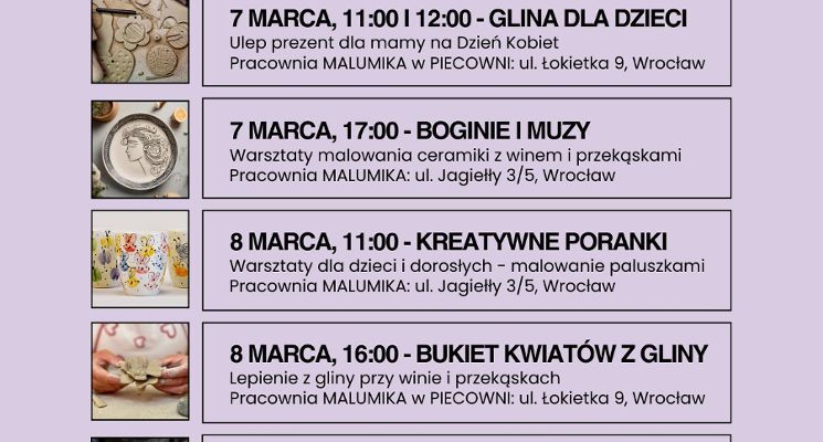 Plakat Festiwal Warsztatów Ceramicznych w Malumice – z okazji Dnia Kobiet i Dnia Mężczyzn