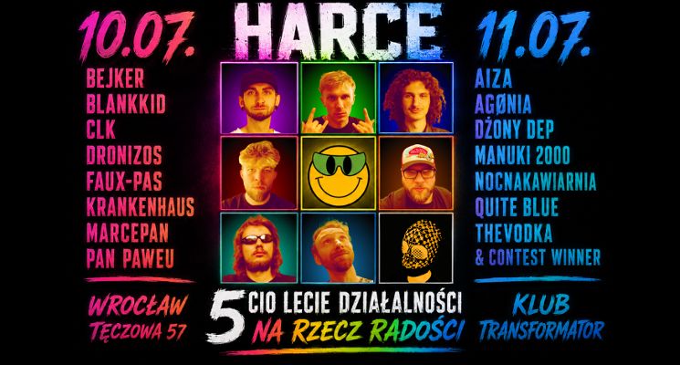 Plakat Harce: 5cio lecie działalności na rzecz radości
