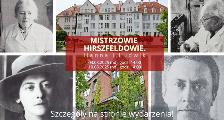 Plakat Mistrzowie Hirszfeldowie. Hanna i Ludwik [spacer z przewodnikiem]