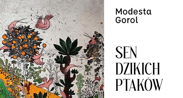 Plakat Sen Dzikich Ptaków - wystawa prac Modesty Gorol