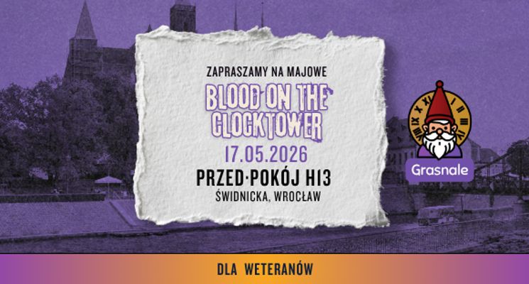 Plakat Blood on the Clocktower dla weteranów we Wrocławiu!