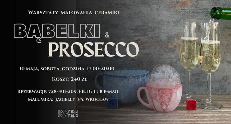 Plakat Bąbelki i prosecco – warsztaty malowania ceramiki z winem