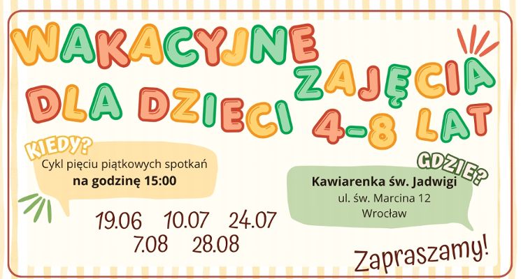 Plakat Wakacyjne Zajęcia dla Dzieci 4-8 lat