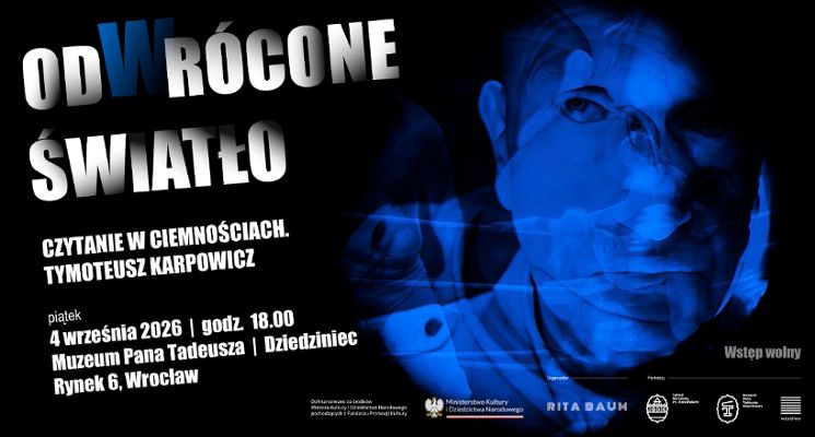 Plakat Czytanie w ciemnościach. Tymoteusz Karpowicz