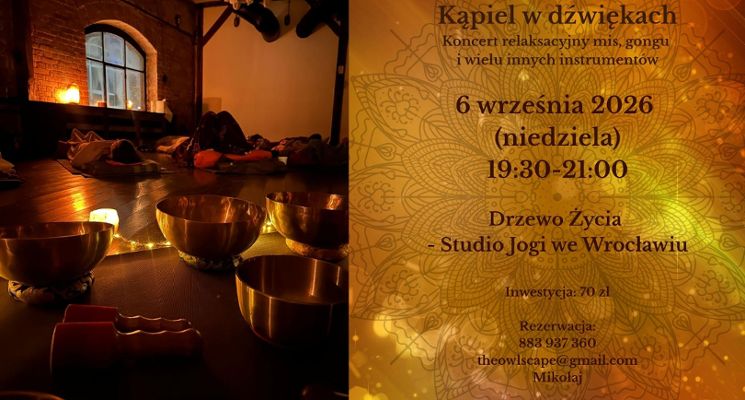 Plakat Kąpiel w dźwiękach | Koncert relaksacyjny mis i gongu