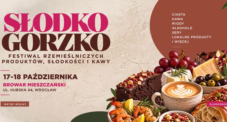 Plakat Słodko Gorzko Wrocław - festiwal rzemieślniczych produktów, słodkości i kawy