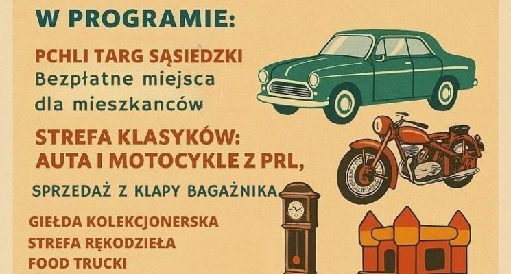 Plakat RetroPracze – Bazar Sąsiedzki na Praczach Odrzańskich