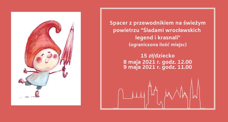 Plakat Śladami wrocławskich legend i krasnali - spacer na świeżym powietrzu z przewodnikiem