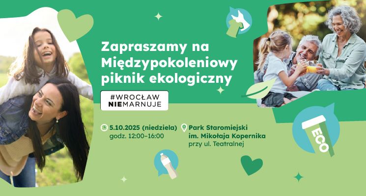 Plakat Międzypokoleniowy piknik ekologiczny - Wrocław nie marnuje