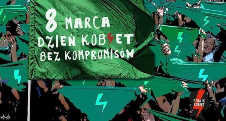 Plakat 8 marca! Dzień Kobiet bez kompromisów! Happening Wrocław