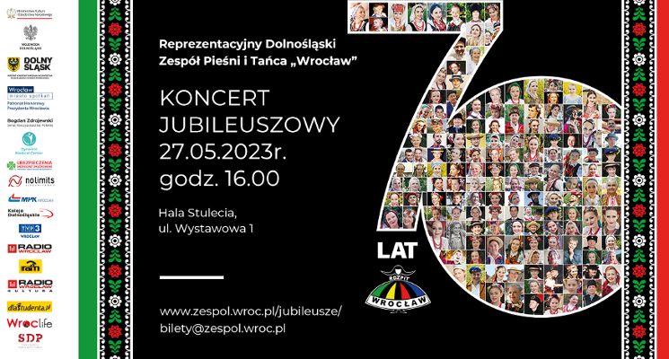 Plakat 70 lat Reprezentacyjnego Dolnośląskiego Zespołu Pieśni i Tańca „Wrocław”