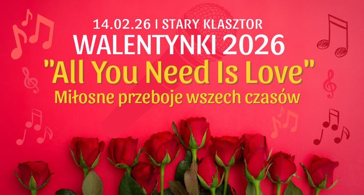 Plakat WALENTYNKI 2026 "All You Need Is Love" - Miłosne przeboje wszech czasów