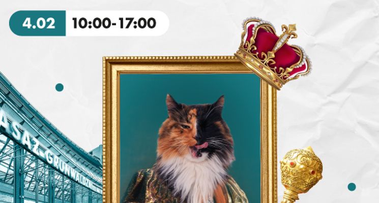Plakat Kotokracja czyli wystawa kotów rasowych w Pasażu Grunwaldzkim