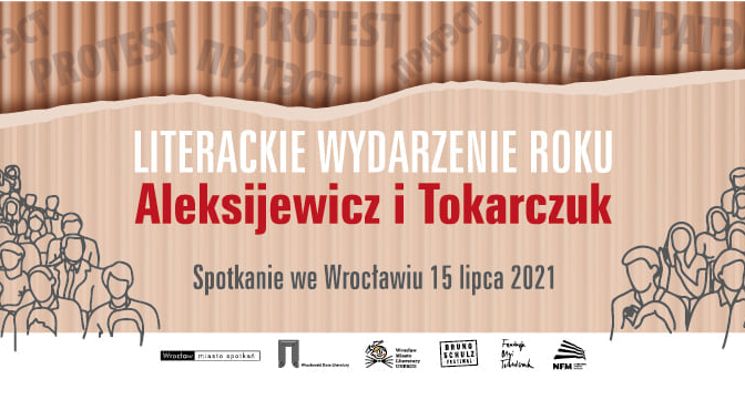 Plakat Spotkanie: Aleksijewicz i Tokarczuk. Protest/Pratest