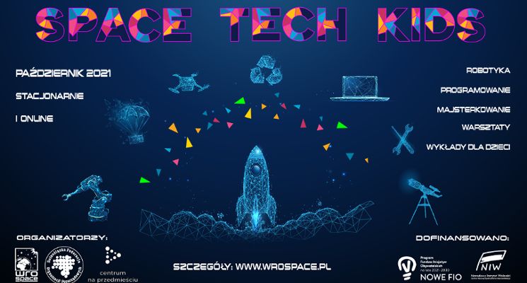 Plakat Space Tech Kids –  zajęcia dla dzieci i młodzieży