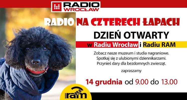Plakat Radio na czterech łapach - zbiórka dla zwierząt i radiowy dzień otwarty!