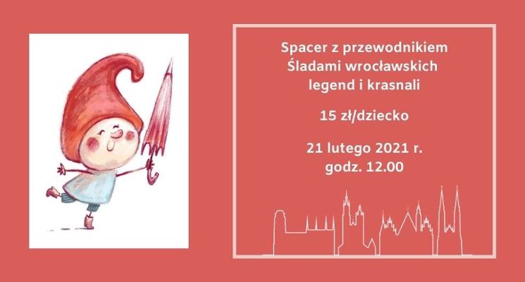 Plakat Spacer z przewodnikiem Śladami wrocławskich legend i krasnali