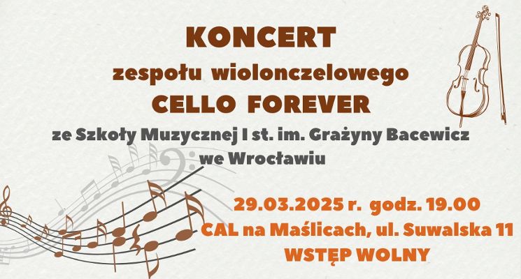 Plakat Koncert zespołu wiolonczelowego Cello Forever