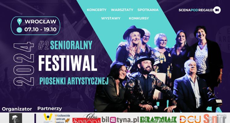 Plakat Seniorze, zgłoś się na Festiwal i zostań gwiazdą estrady!