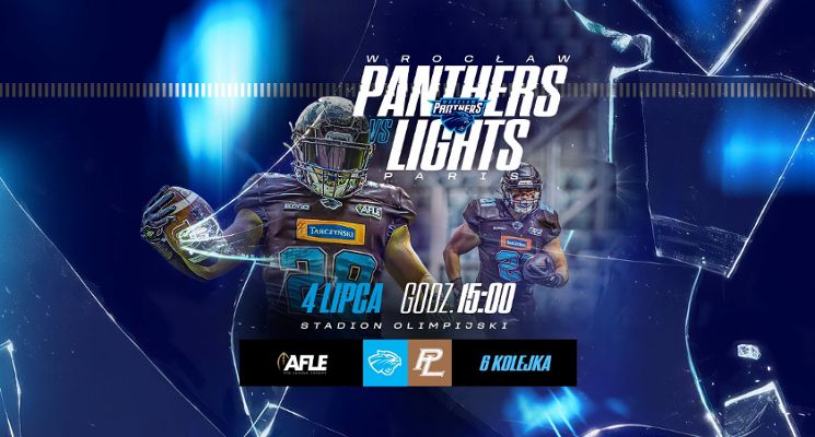 Plakat American Party i mecz Panthers Wrocław vs. Paris Lights