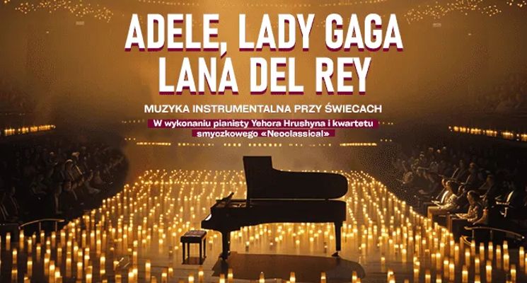 Plakat Muzyka Adele, Lady Gagi i Lany Del Rey w blasku świec