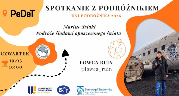 Plakat Dni podróżnika 2026 - "Martwe szlaki podróże śladami opuszczonego świata"