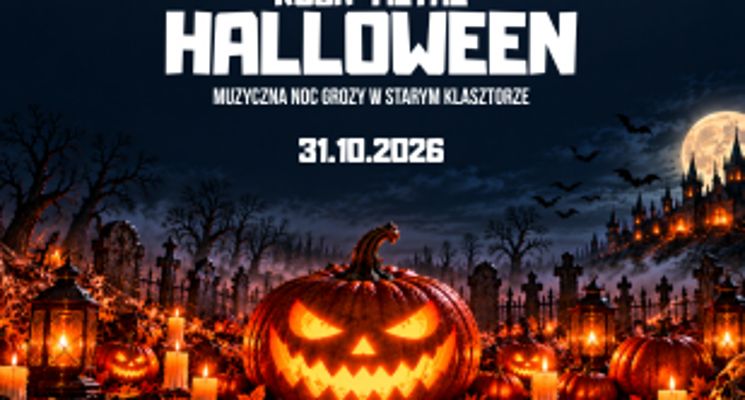 Plakat Rock-Metal Halloween – Muzyczna Noc Grozy w Starym Klasztorze!