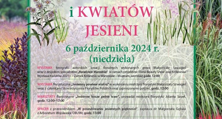 Plakat XV Festiwal Traw i Kwiatów Jesieni w Arboretum