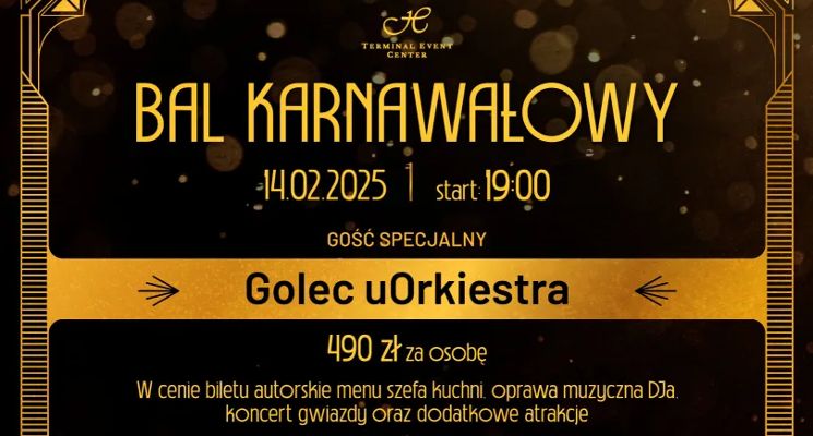 Plakat Bal Karnawałowy "Wielki Gatsby" z Golec uOrkiestra
