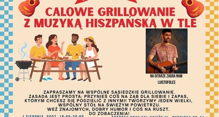 Plakat Calowe grillowanie z muzyką hiszpańską w tle