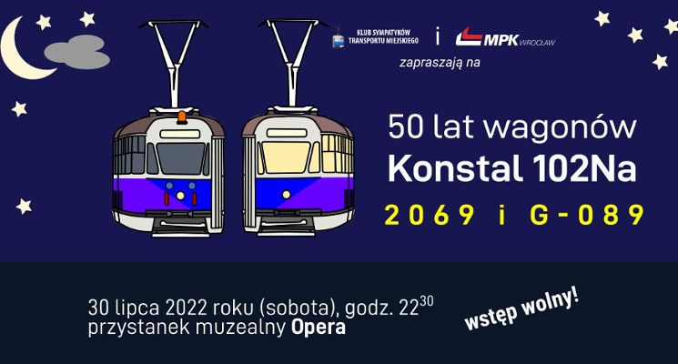 Plakat Półwiecze wagonów Konstal 102Na 2069 i G-089