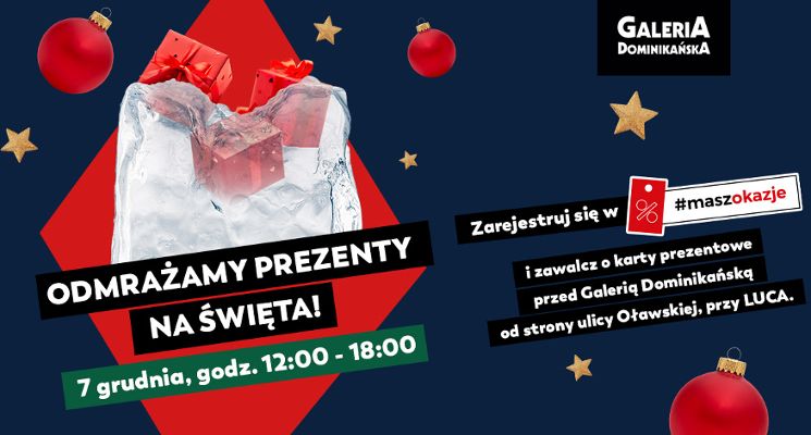 Plakat Odmrażamy prezenty na święta!
