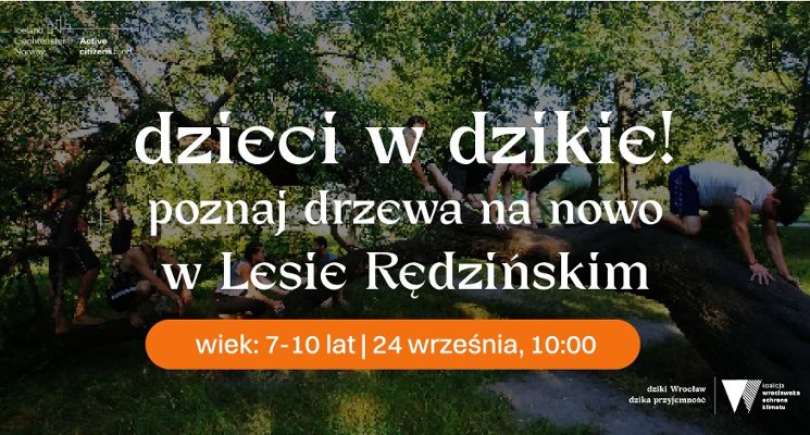 Plakat Dzieci w dzikie! Poznaj na nowo drzewa w Lesie Rędzińskim