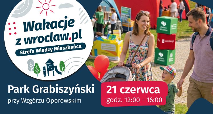Plakat Wakacje z wroclaw.pl w Parku Grabiszyńskim!