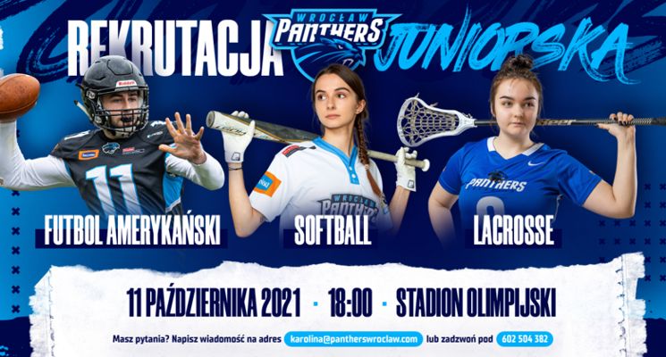 Plakat Rekrutacja do juniorskich sekcji Panthers Wrocław