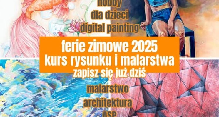 Plakat Kurs rysunku - ferie zimowe