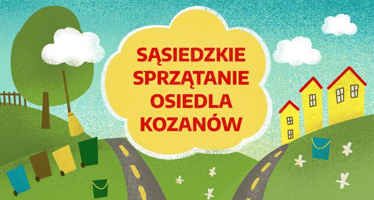 Plakat Sąsiedzkie sprzątanie osiedla Kozanów – edycja sierpniowa