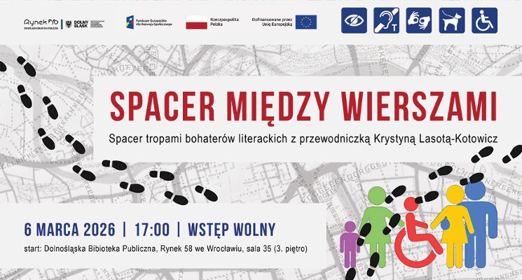 Plakat Spacer między wierszami - tropami bohaterów literackich