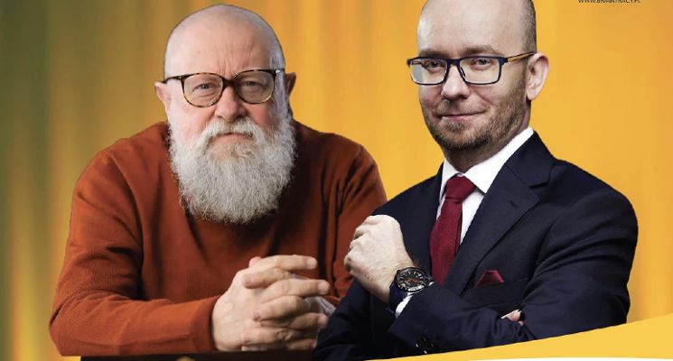 Plakat Mów i zwyciężaj | Prof. Jerzy Bralczyk i Michał Celeda