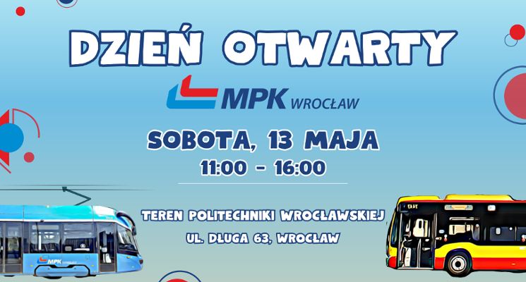 Plakat Dzień Otwarty MPK przy trasie tramwajowej przez Popowice