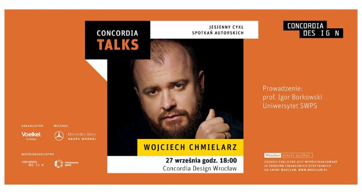 Plakat Concordia Talks - spotkanie z Wojciechem Chmielarzem
