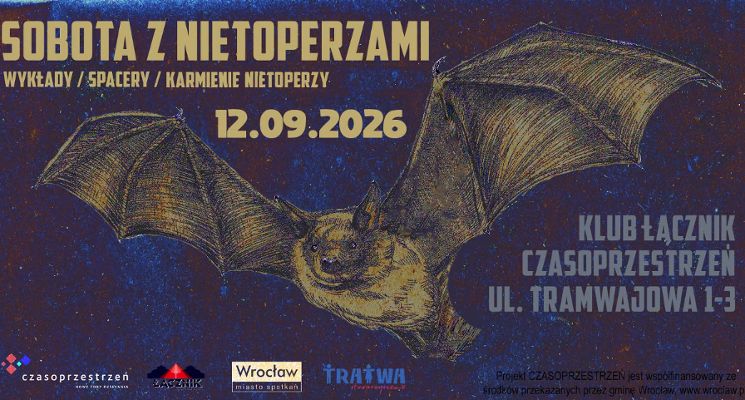 Plakat Sobota z Nietoperzami - wykłady, karmienie nietoperzy, spacery