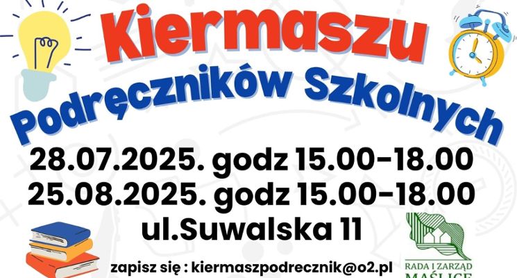 Plakat Kiermasz podręczników szkolnych na Maślicach