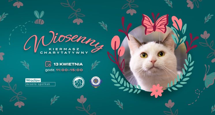 Plakat Wiosenny kiermasz charytatywny na rzecz wrocławskiego schroniska