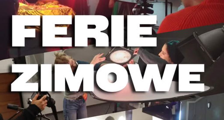 Plakat Ferie zimowe z fotografią dla młodzieży