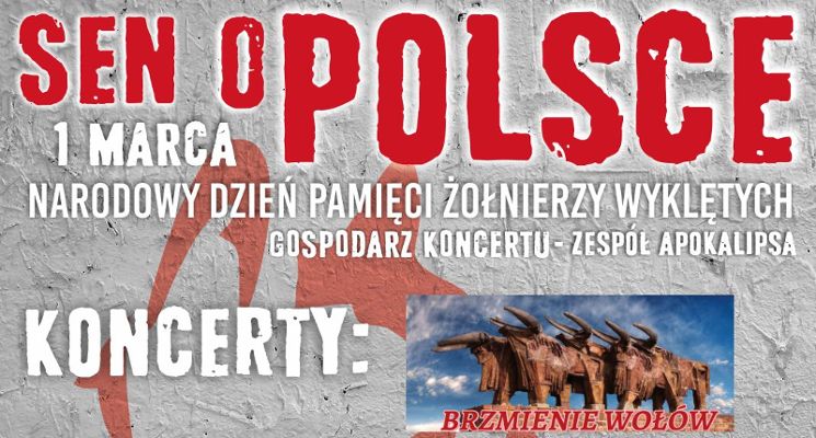 Plakat Koncert z okazji Narodowego Dnia Pamięci o „Żołnierzach Wyklętych” w Wołowie