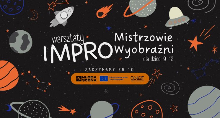 Plakat Warsztaty improwizacji teatralnej dla dzieci - Mistrzowie Wyobraźni Impro Wro