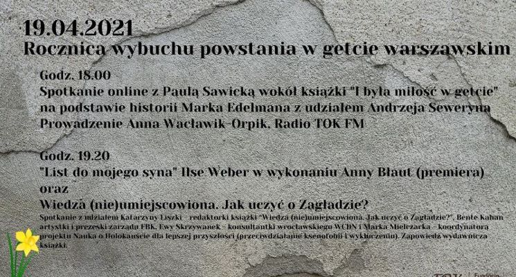 Plakat Rocznica wybuchu powstania w getcie warszawskim